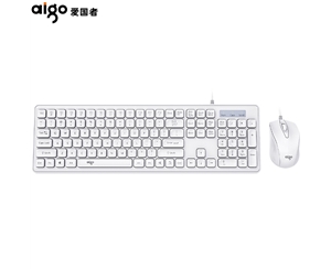 愛(ài)國者(aigo）MK8600白色 鍵鼠套裝 有線(xiàn)鍵鼠套裝 辦公鍵鼠套裝 鼠標 筆記本鍵盤(pán) 商務(wù)鍵鼠套裝